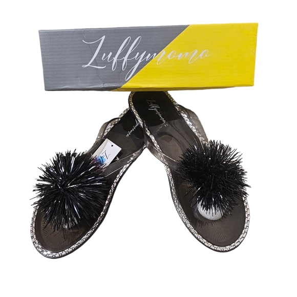 Luffymomo Women's Rhinestone Flip Flops Beach Flat Thong Sandals Size 11 - Picture 4 of 5